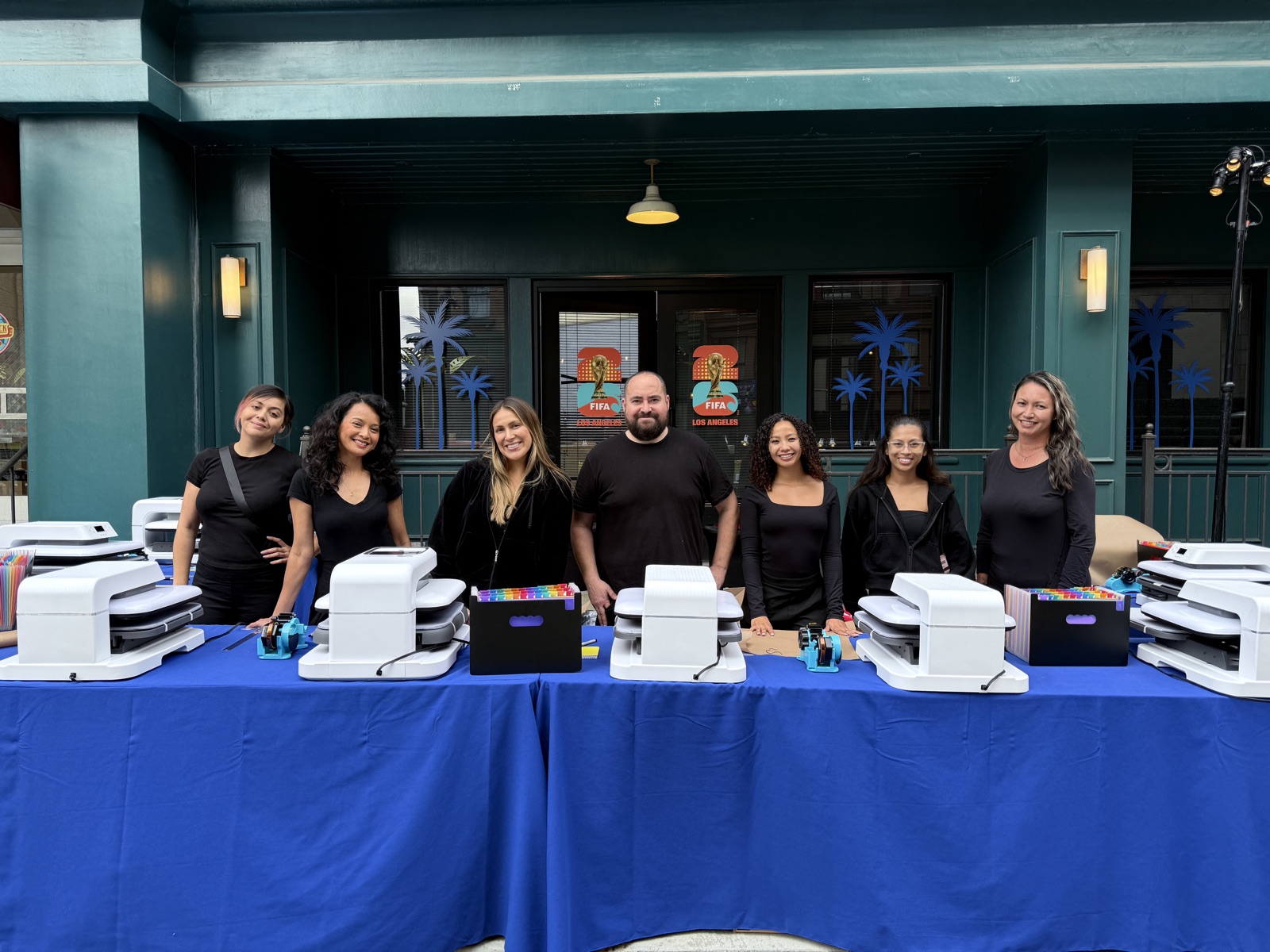 Heat press and DTF production table for Event Screen Printing Services