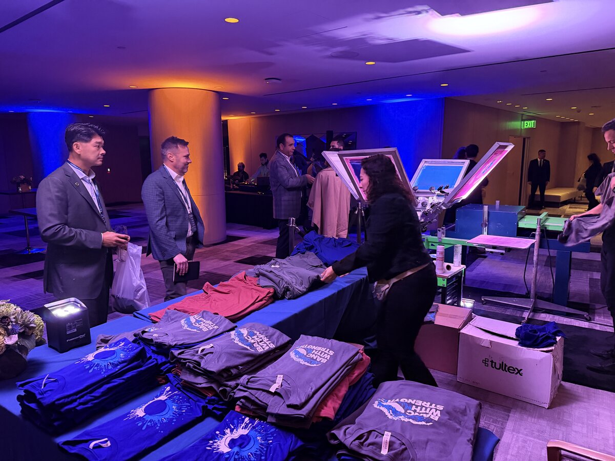 Pre-event staging for a live merch activation for Event Screen Printing Services